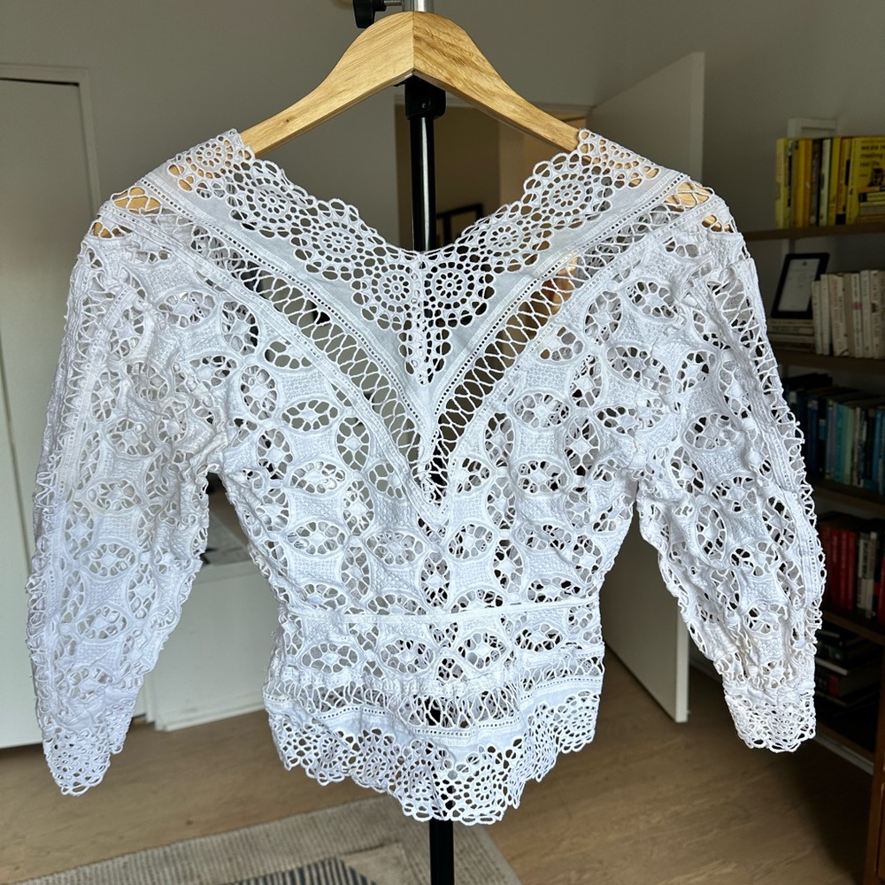 Sandro White Lace Eyelet Women's Blouse XS